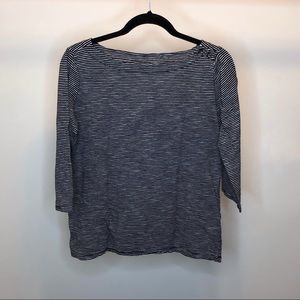 LOFT Black and White Striped Cotton Top